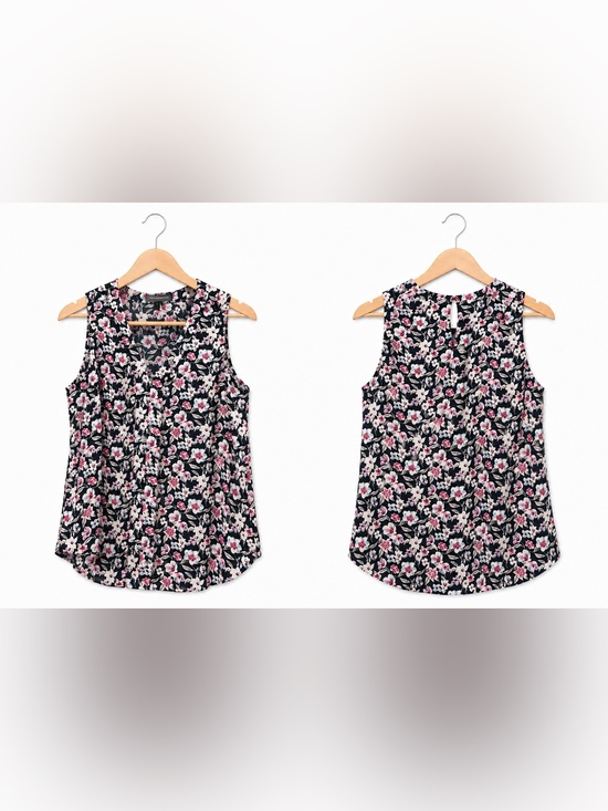 Banana Republic Tops - Banana Republic Floral Sleeveless Blouse Women’s Medium Navy Pink White Top